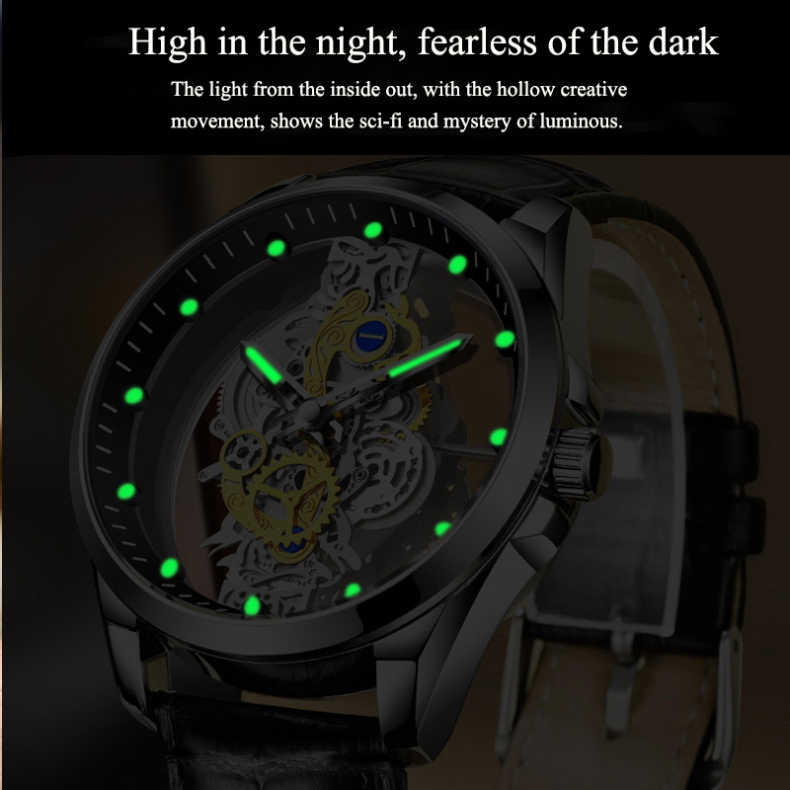 ⌚ Double-sided Skeleton Watch – Non-mechanical Tourbillon, Luminous, 30m Waterproof ✨