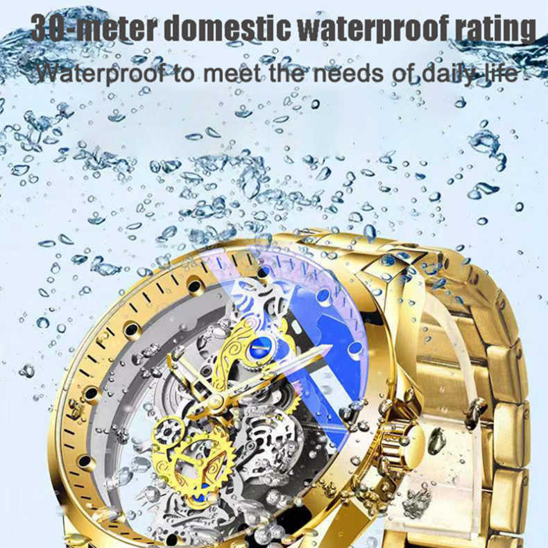 ⌚ Double-sided Skeleton Watch – Non-mechanical Tourbillon, Luminous, 30m Waterproof ✨