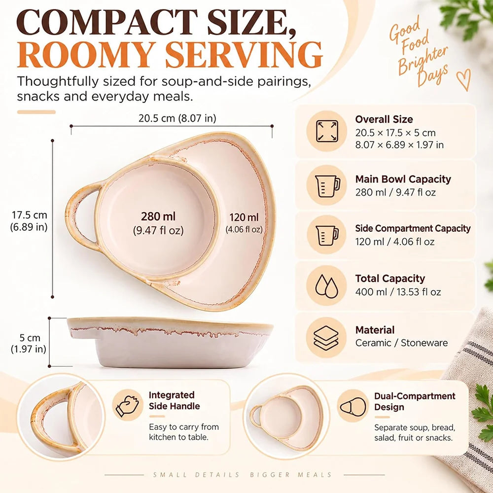 Ceramic Soup & Toasty Bowls with Handles – Rustic Reactive Glaze Design