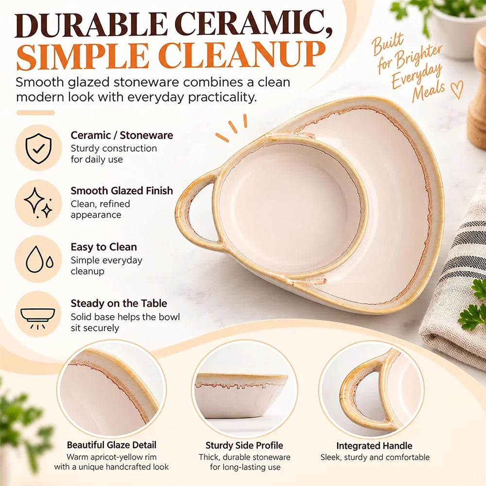 Ceramic Soup & Toasty Bowls with Handles – Rustic Reactive Glaze Design