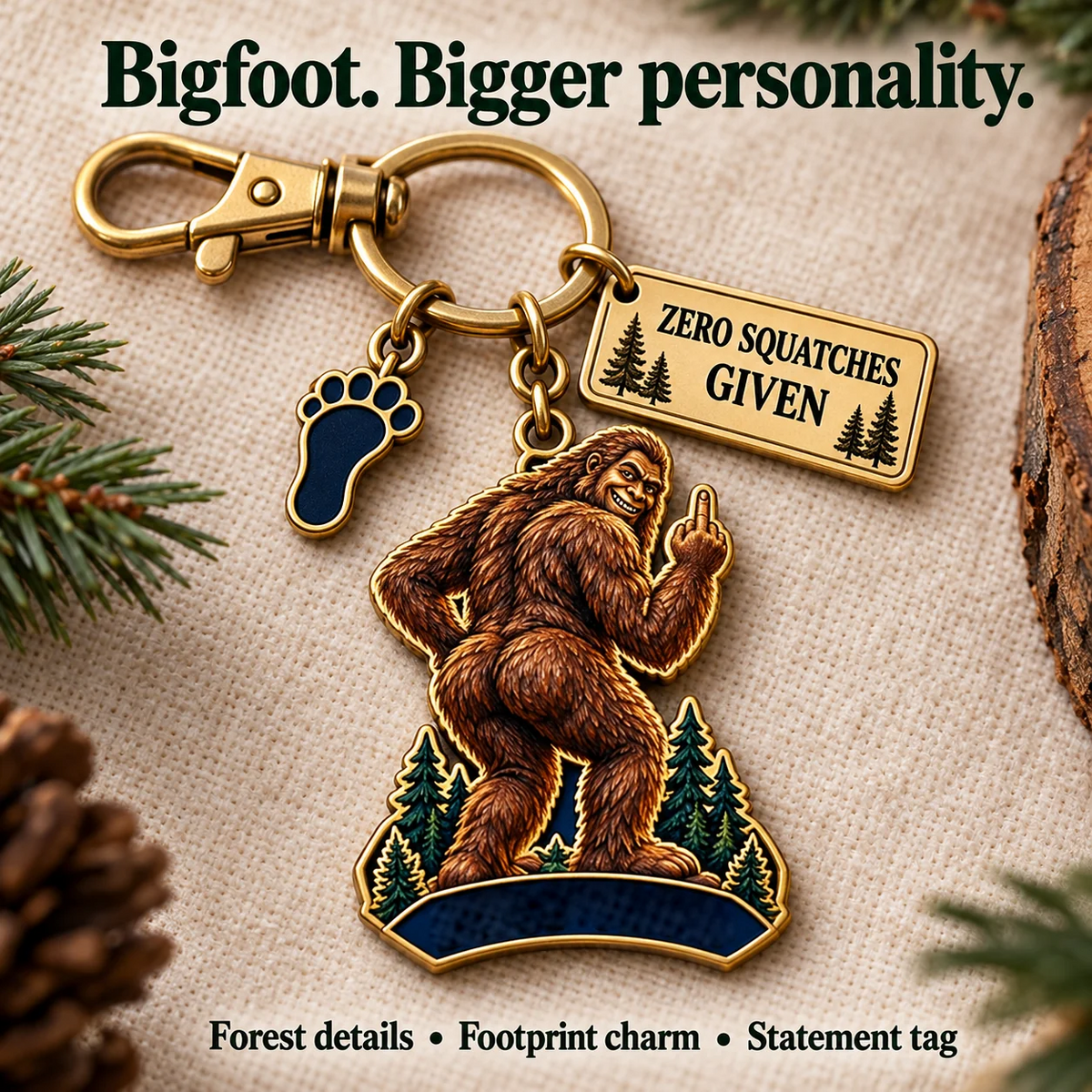 🔥Last Day 50% OFF "To My Favorite Weirdo" Funny Bigfoot Keychain & Gift Card Set 🌲🍑 - Sassy Gag Gift for Best Friends