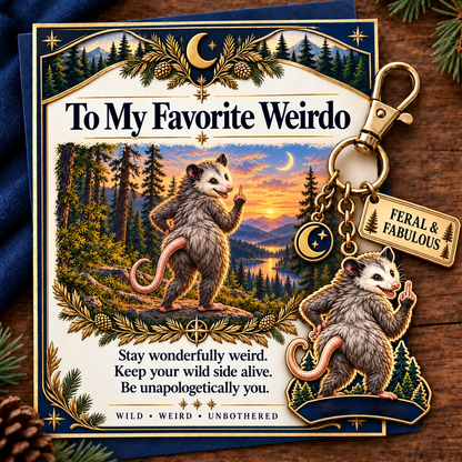 🔥Last Day 50% OFF "To My Favorite Weirdo" Funny Bigfoot Keychain & Gift Card Set 🌲🍑 - Sassy Gag Gift for Best Friends