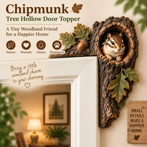 🎅 2026 Christmas Gift 48% Off--🐿️Chipmunk Tree Hollow Door Topper | Woodland Animal Doorway Decor For Cozy Nature Homes