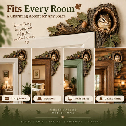 🎅 2026 Christmas Gift 48% Off--🐿️Chipmunk Tree Hollow Door Topper | Woodland Animal Doorway Decor For Cozy Nature Homes