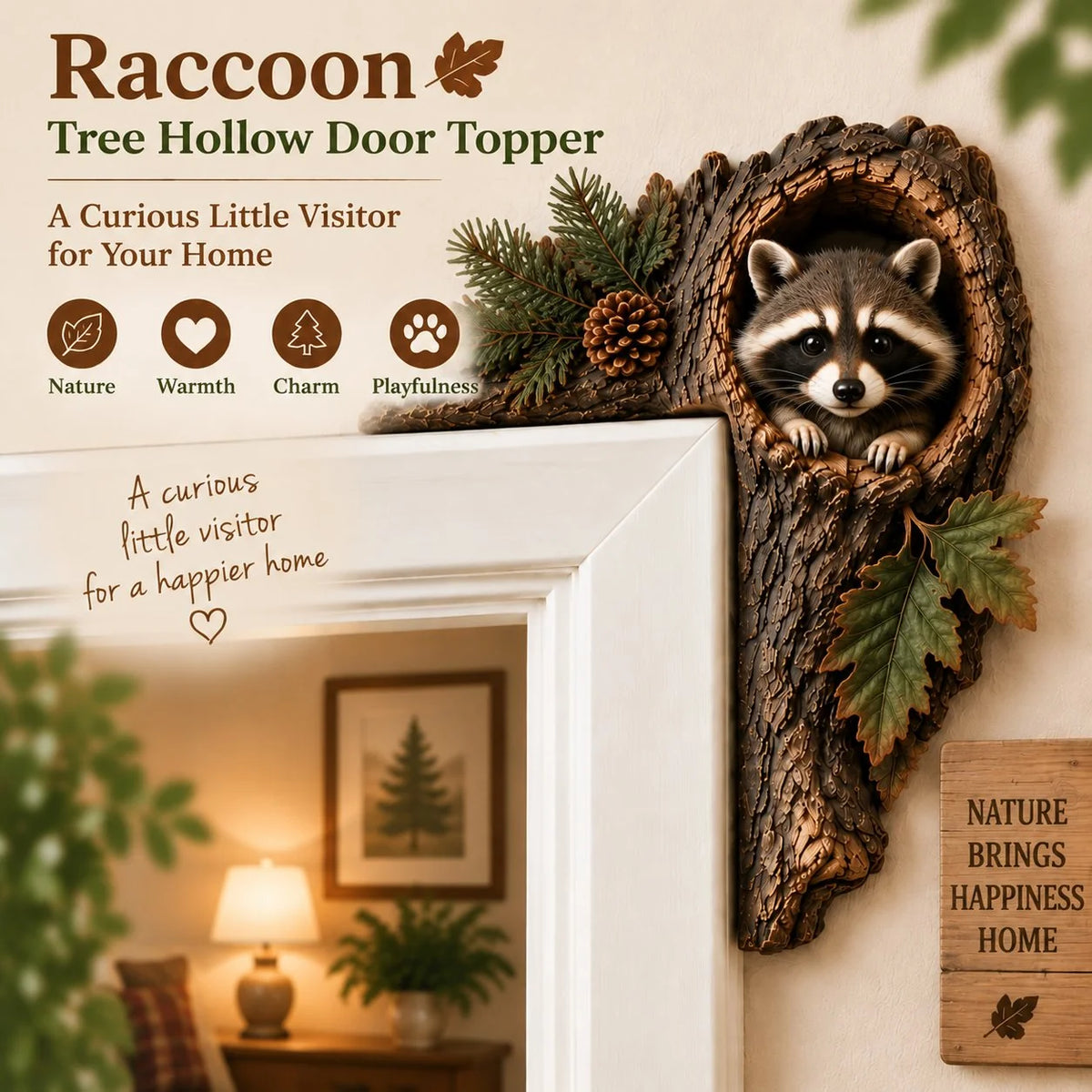 🎅 2026 Christmas Gift 48% Off--🐿️Chipmunk Tree Hollow Door Topper | Woodland Animal Doorway Decor For Cozy Nature Homes