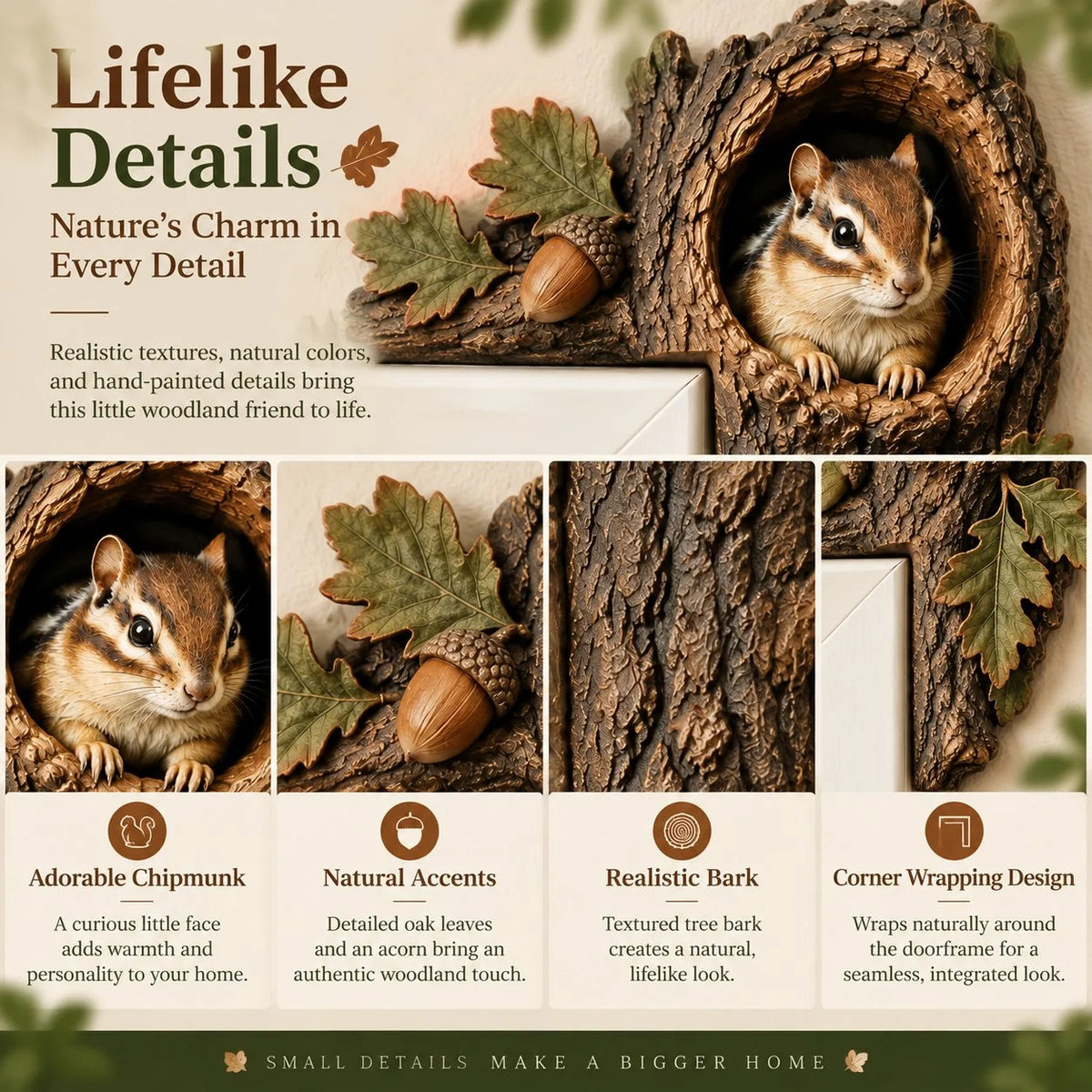 🎅 2026 Christmas Gift 48% Off--🐿️Chipmunk Tree Hollow Door Topper | Woodland Animal Doorway Decor For Cozy Nature Homes