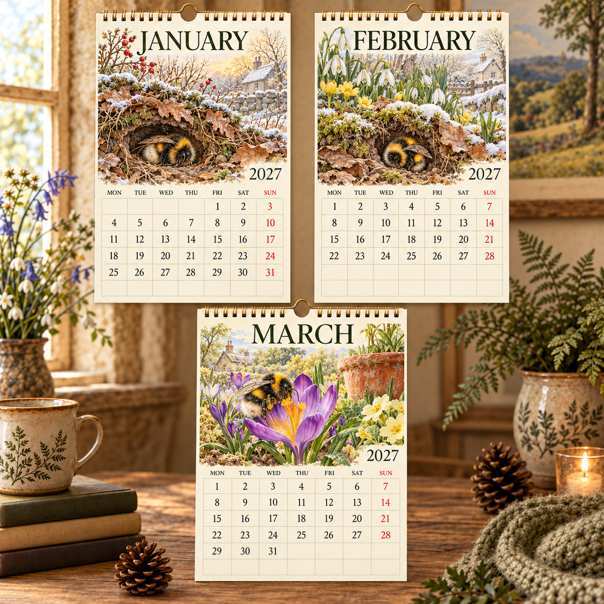 🐝 2027 Bumblebee Garden Desk Calendar