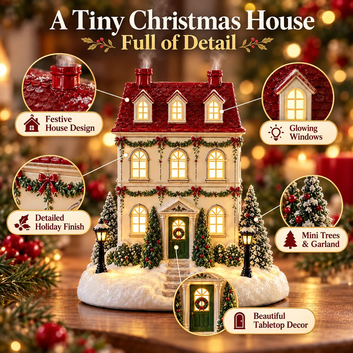 🎄 Christmas Cottage Aroma Diffuser – Cozy Glow & Festive Mist for a Magical Holiday ✨