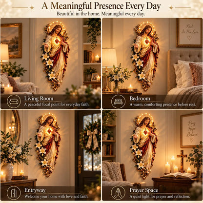 🕊️ Sacred Heart Of Jesus Lighted Wall Decor