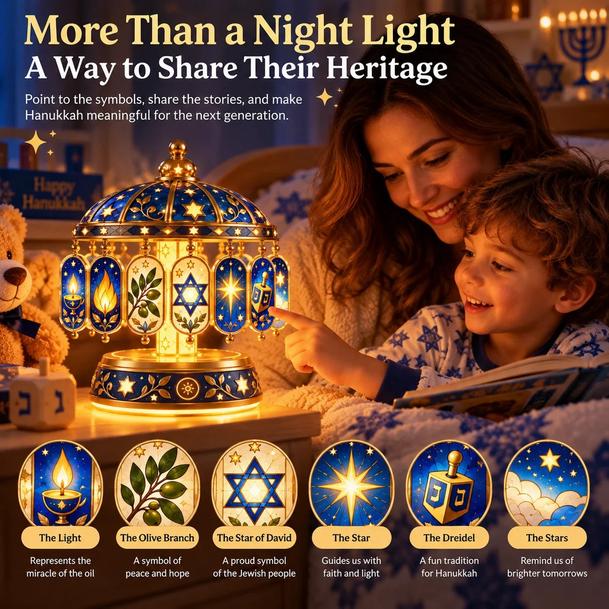 ✨ Eight Nights of Wonder™ – Color-Changing Hanukkah Night Light