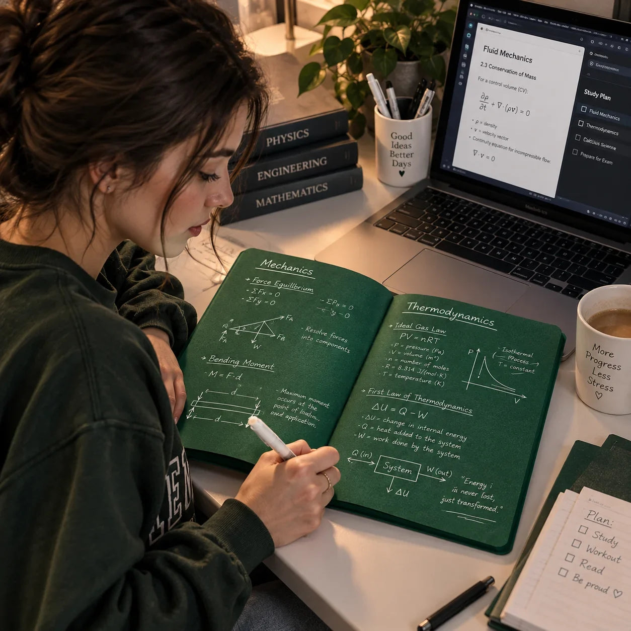 Deep Green Blank Notebook With White Gel Pen