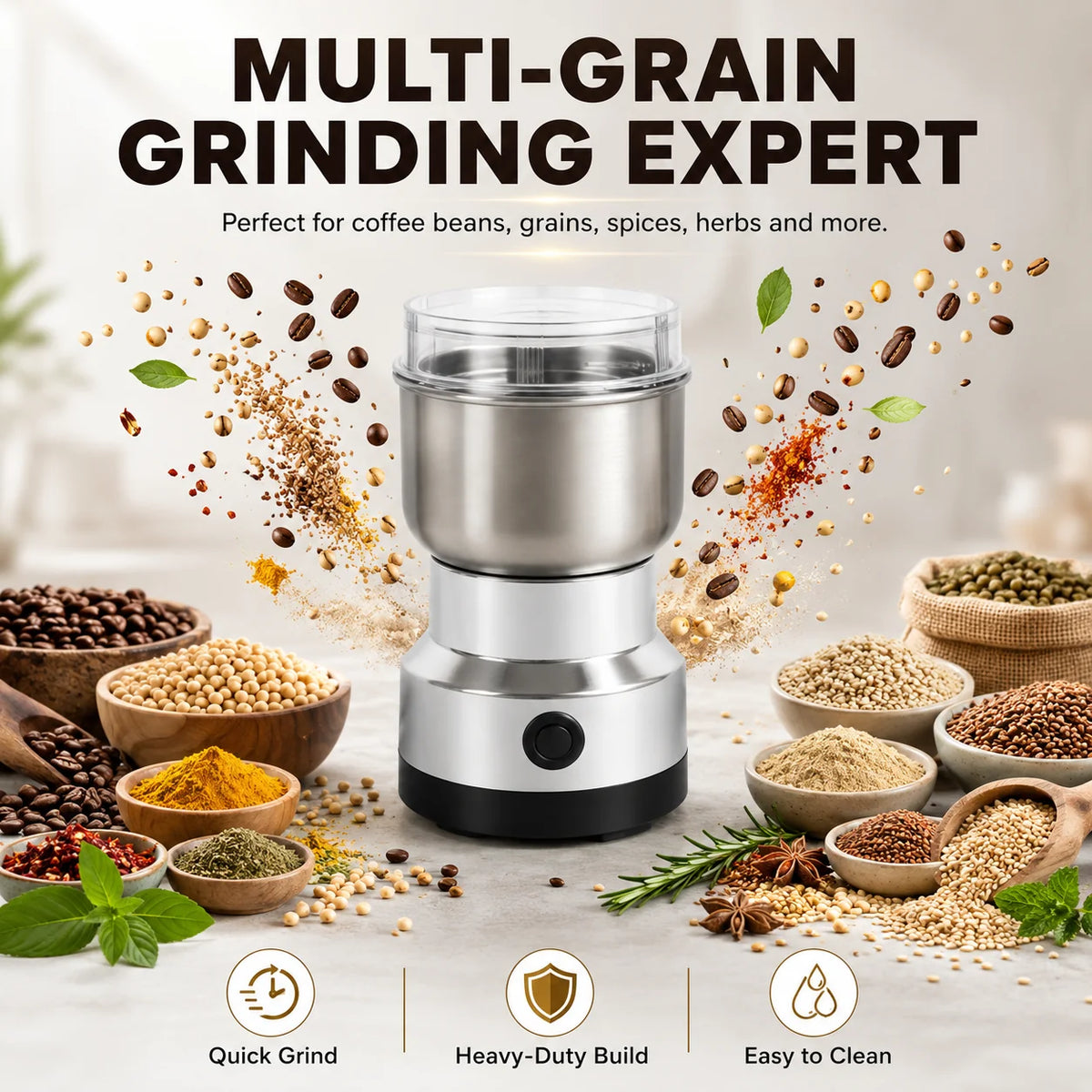 🌿high-speed Stainless Steel Grain Grinder