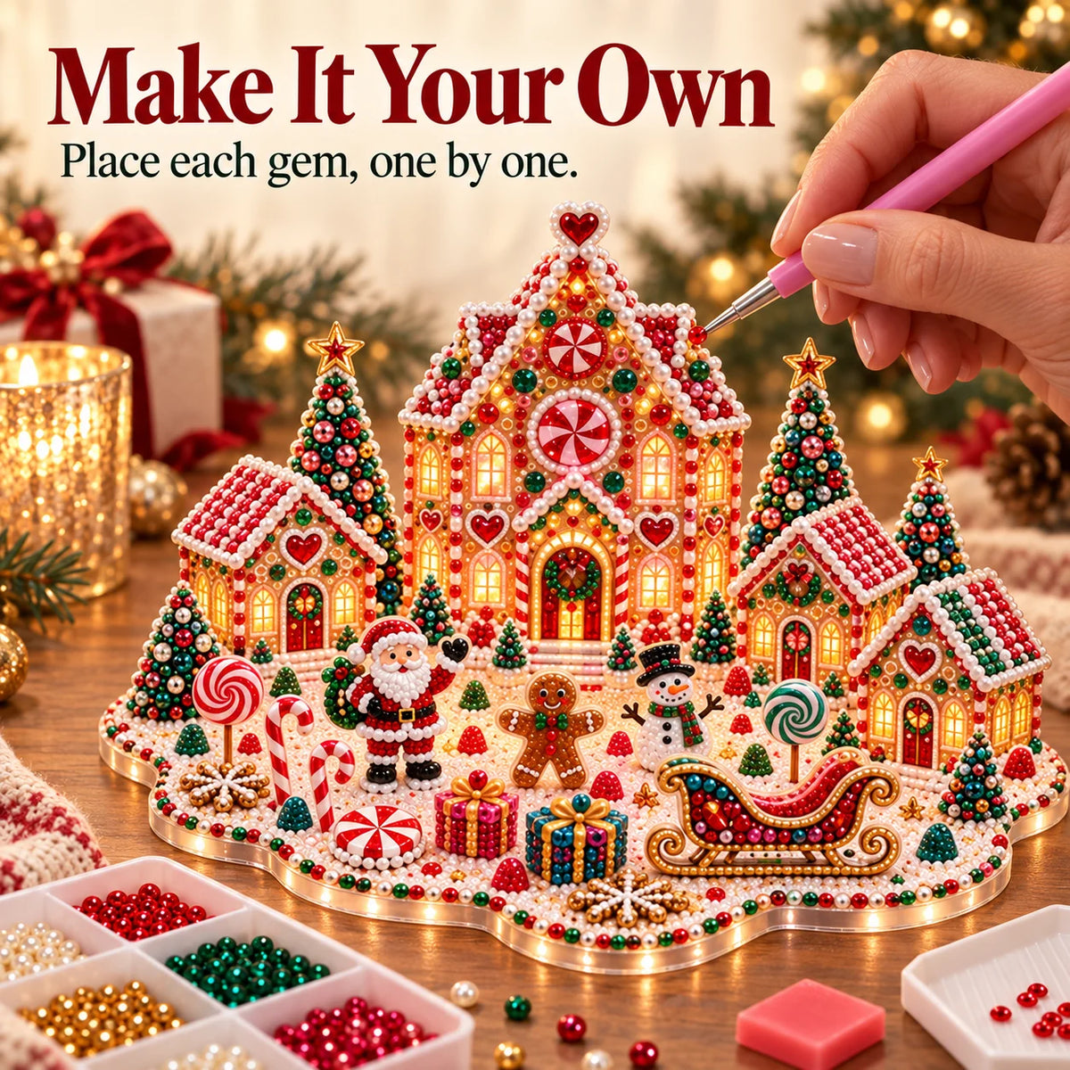 Magical Christmas Village – DIY Rhinestone Set for Festive Table Decor