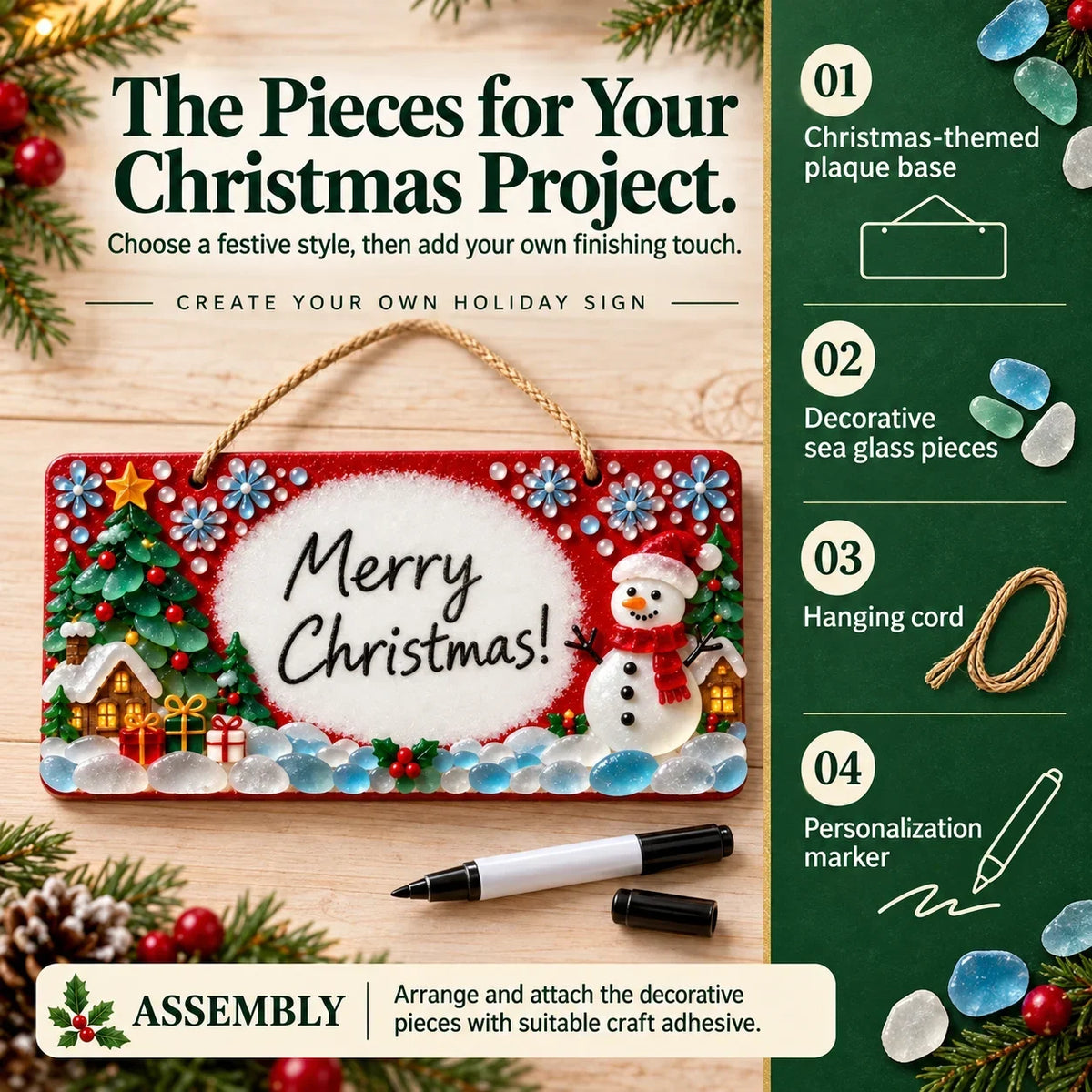 ⏳ Last Day 49% OFF – 🎄 Beginner-Friendly DIY Sea Glass Christmas Hanging Sign Kit | 8 Festive Designs with Handwritten Personalization ✍️