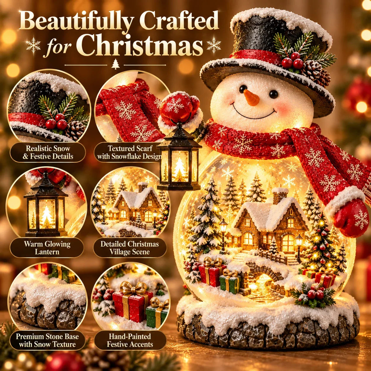 ⛄ Light-Up Christmas Snowman Village – Cozy Holiday Tabletop Decor 🎄✨