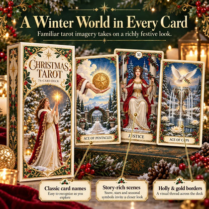 Last Day 48% OFF🎉-🔮 Yuletide Tarot Deck | 78 Festive Cards & A Guided 12-Day Holiday Ritual