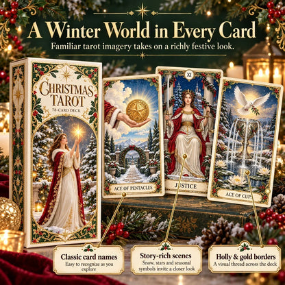 Last Day 48% OFF🎉-🔮 Yuletide Tarot Deck | 78 Festive Cards & A Guided 12-Day Holiday Ritual