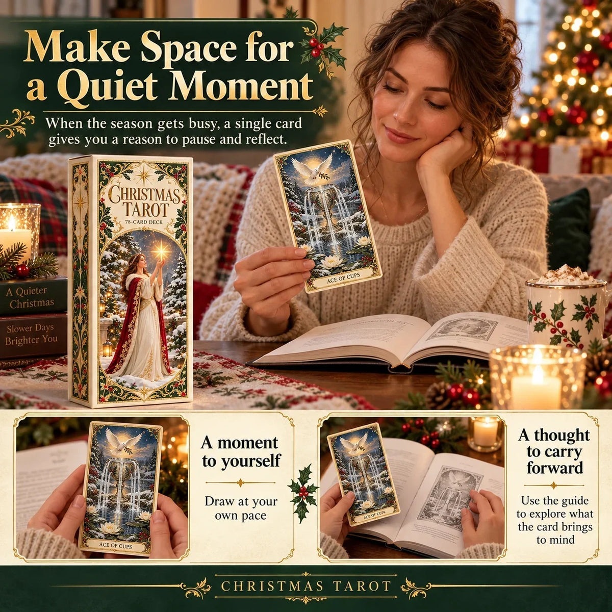 Last Day 48% OFF🎉-🔮 Yuletide Tarot Deck | 78 Festive Cards & A Guided 12-Day Holiday Ritual