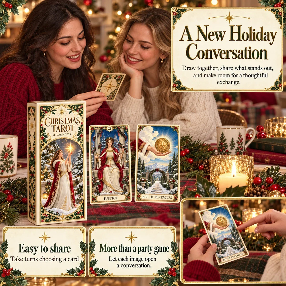 Last Day 48% OFF🎉-🔮 Yuletide Tarot Deck | 78 Festive Cards & A Guided 12-Day Holiday Ritual