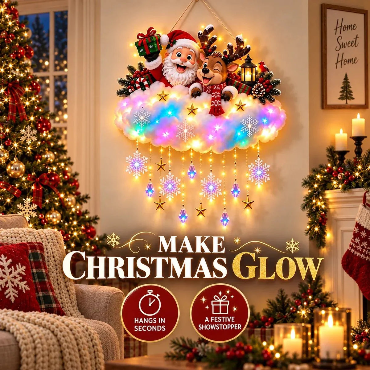 Magical Christmas Glow Cloud Wall Hanging