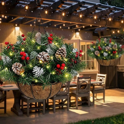 🎄 Last Day 49% OFF 🏆 Pre-Lit Christmas Hanging Basket | Pre-lit, weather-resistant, and zero maintenance🏆
