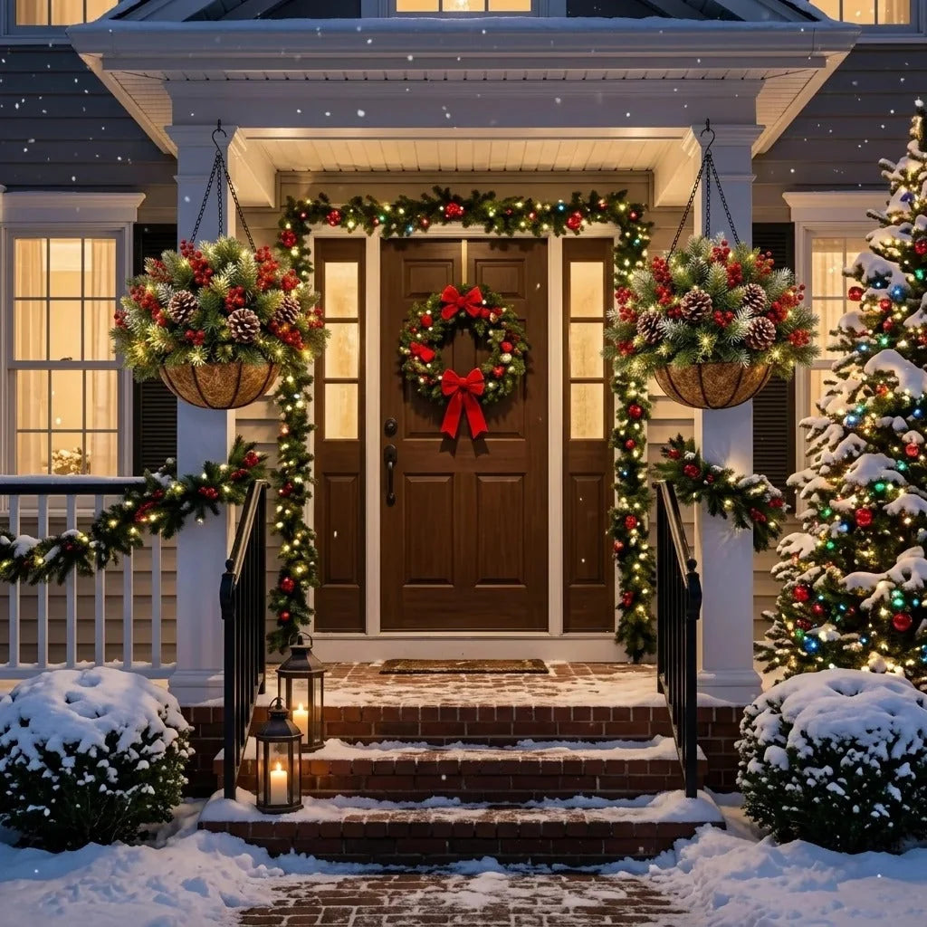 🎄 Last Day 49% OFF 🏆 Pre-Lit Christmas Hanging Basket | Pre-lit, weather-resistant, and zero maintenance🏆