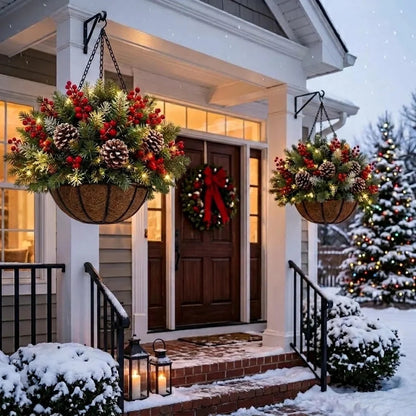 🎄 Last Day 49% OFF 🏆 Pre-Lit Christmas Hanging Basket | Pre-lit, weather-resistant, and zero maintenance🏆