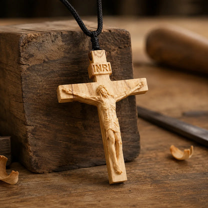 ✝️ Handmade Wooden Jesus Cross Necklace (𝐃𝐚𝐧𝐢𝐞𝐥 𝐁𝐫𝐨𝐨𝐤𝐬 𝐇𝐚𝐧𝐝𝐦𝐚𝐝𝐞)