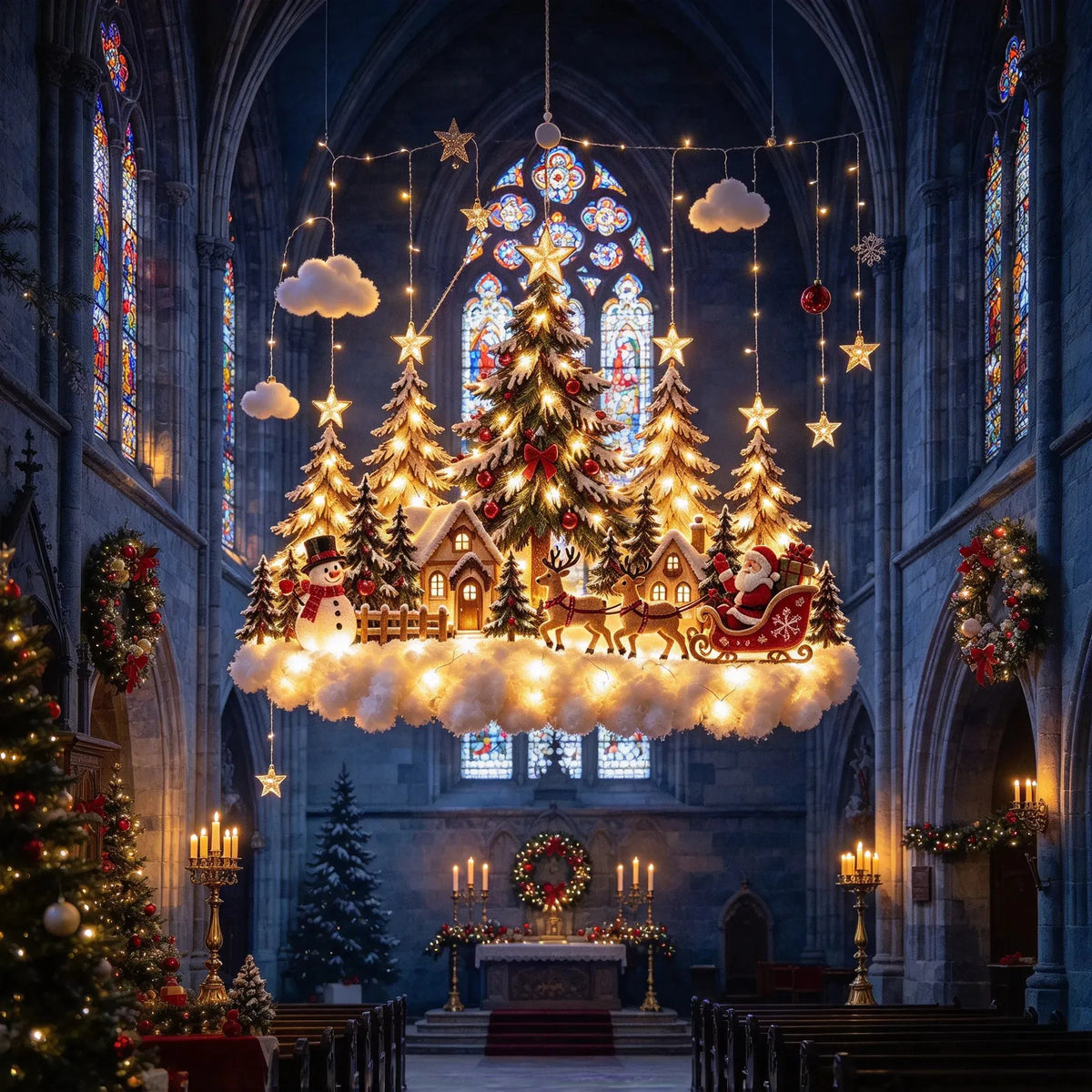 🛷 Lighted Christmas Sleigh Wall Decor – Woodland Forest Glow 🛷