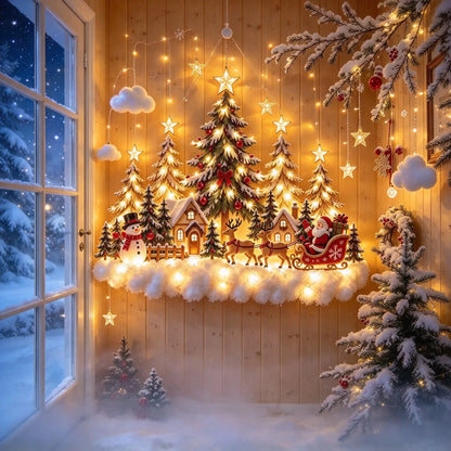 🛷 Lighted Christmas Sleigh Wall Decor – Woodland Forest Glow 🛷