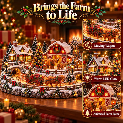 ✨ HOT SALE 49% OFF✨🐮 Highland Cow Christmas Farm Village – Animated Holiday Scene