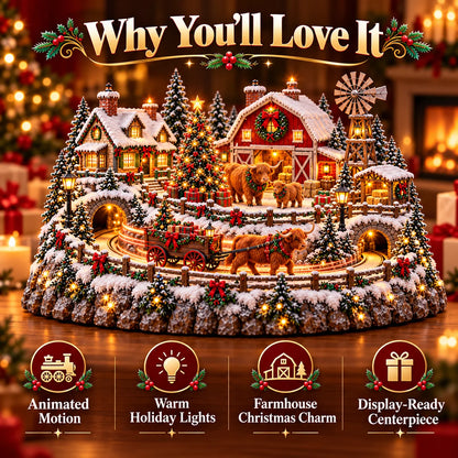 ✨ HOT SALE 49% OFF✨🐮 Highland Cow Christmas Farm Village – Animated Holiday Scene
