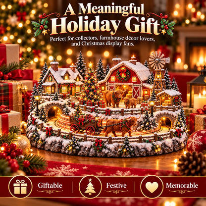 ✨ HOT SALE 49% OFF✨🐮 Highland Cow Christmas Farm Village – Animated Holiday Scene