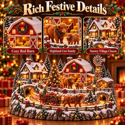 ✨ HOT SALE 49% OFF✨🐮 Highland Cow Christmas Farm Village – Animated Holiday Scene
