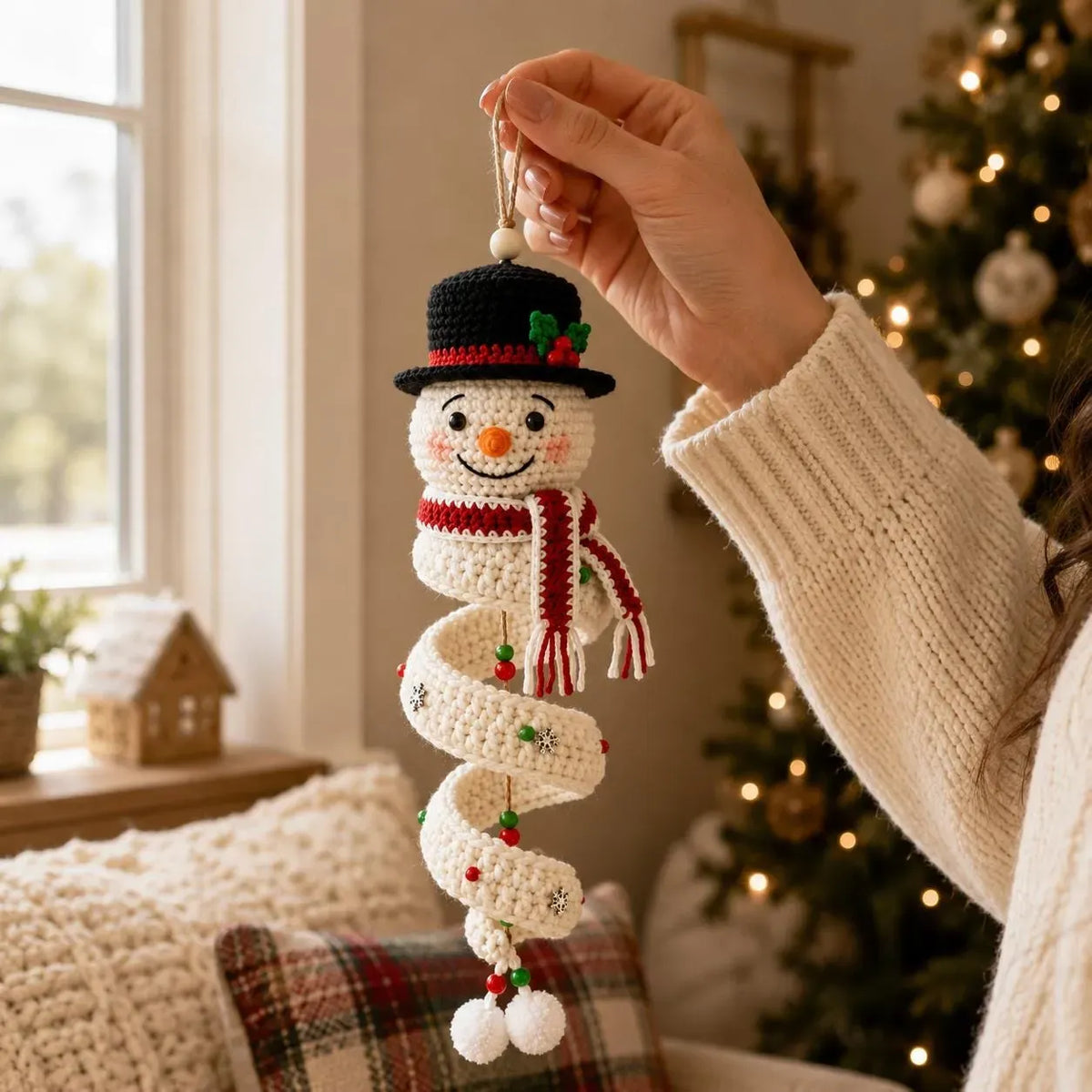☃️Crochet Snowman Spiral Ornament Diy Kit  🧶🎄✨
