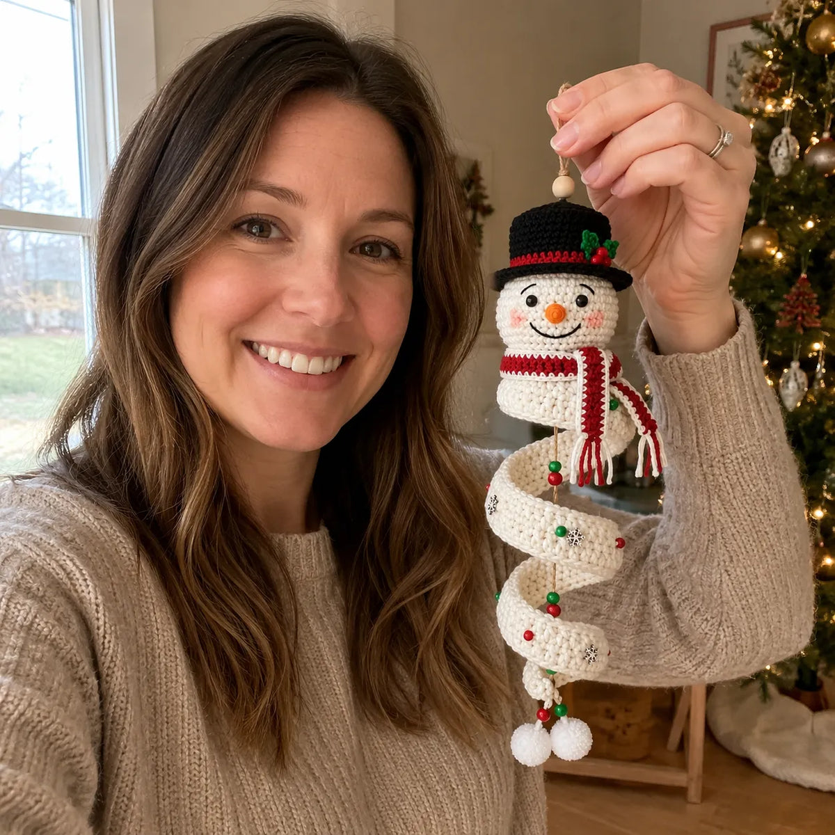 ☃️Crochet Snowman Spiral Ornament Diy Kit  🧶🎄✨