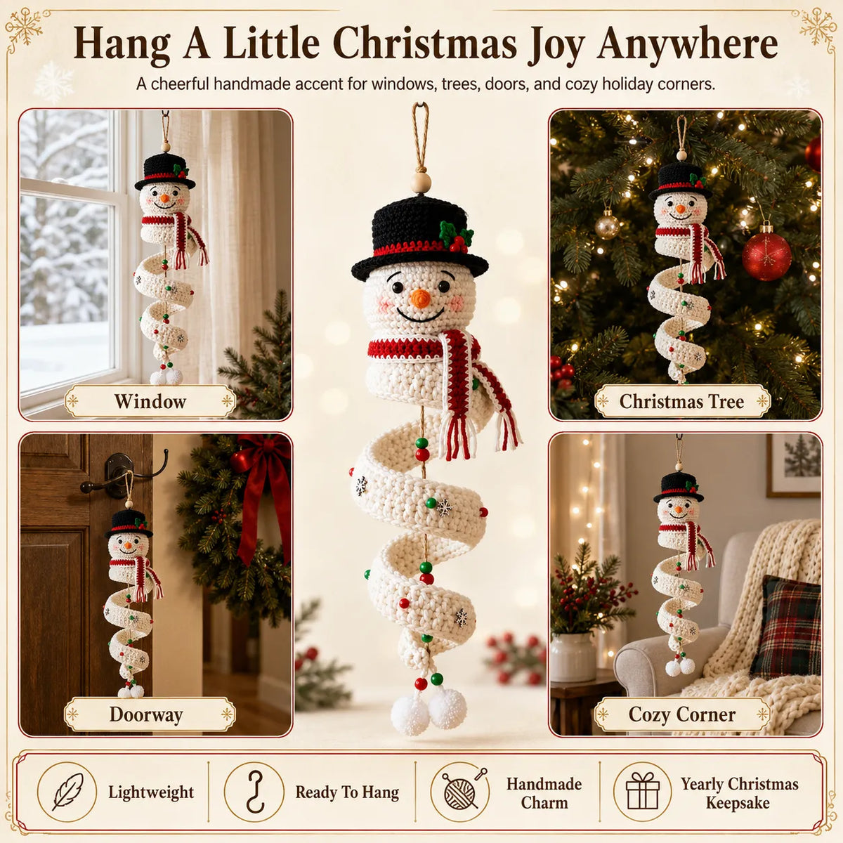 ☃️Crochet Snowman Spiral Ornament Diy Kit  🧶🎄✨