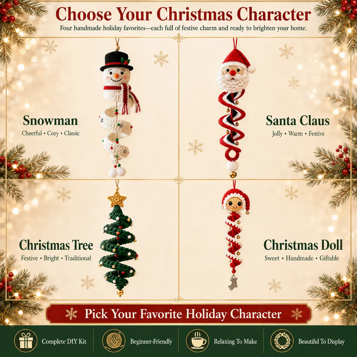 ☃️Crochet Snowman Spiral Ornament Diy Kit  🧶🎄✨