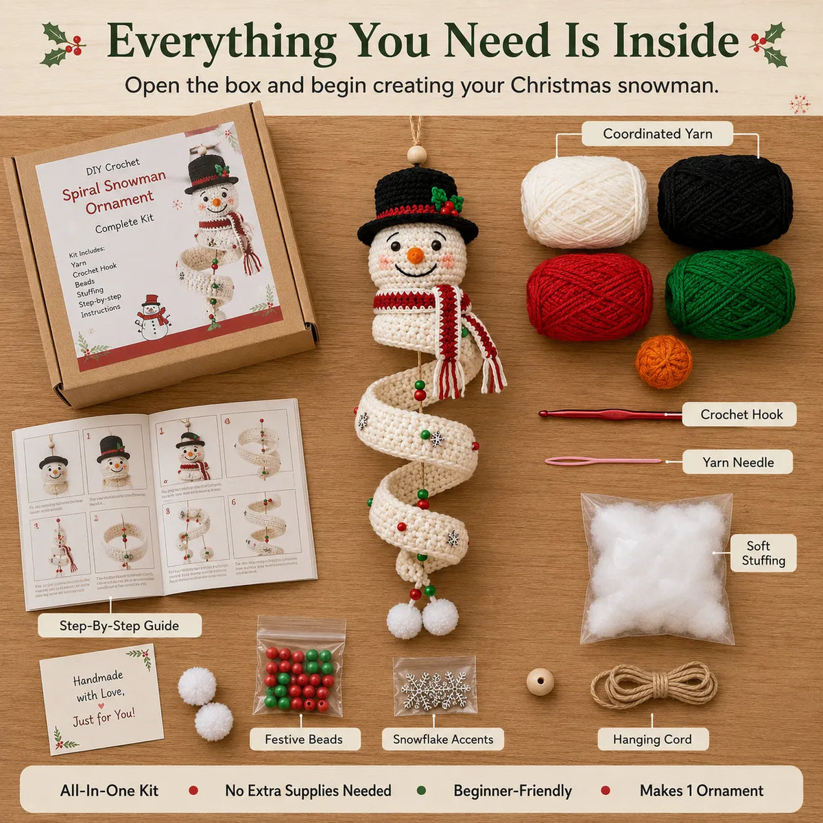 ☃️Crochet Snowman Spiral Ornament Diy Kit  🧶🎄✨