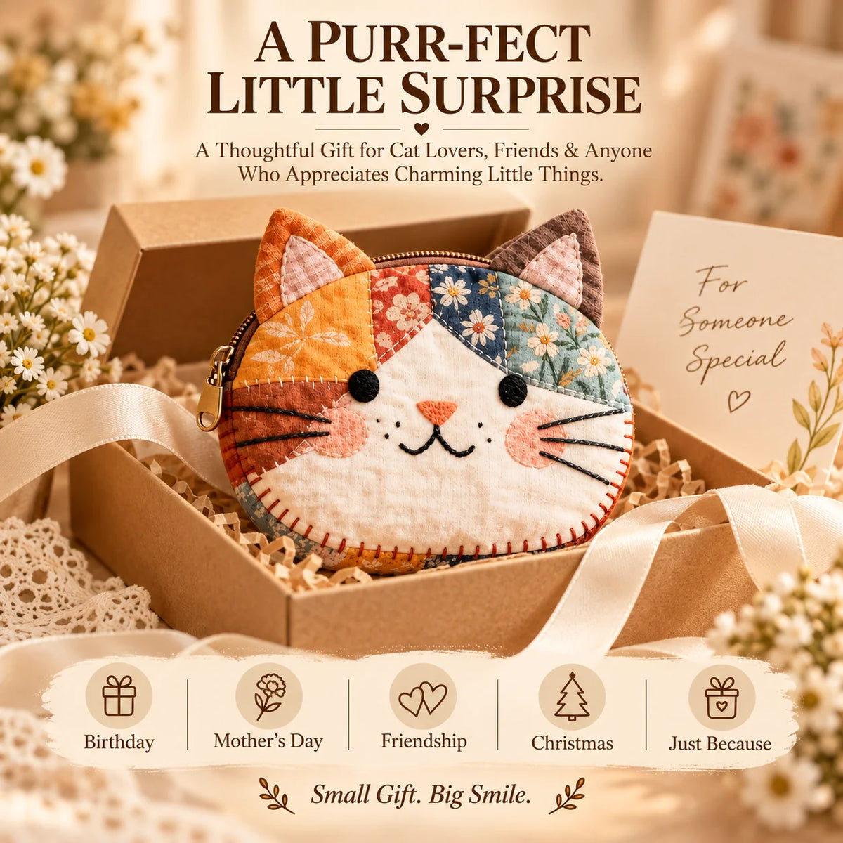 Handmade Patchwork Cat Coin Purse