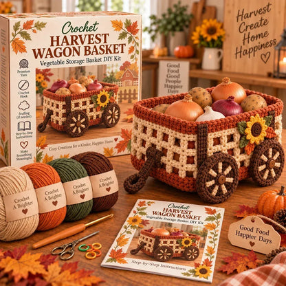 🍂🧶 Harvest Basket Crochet DIY Kit – Charming Vegetable Storage & Fall Decor