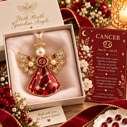 👼 Christmas Zodiac Guardian Angel Keepsake | 12 Signs with Jewel-Toned Designs & Meaningful Gift Cards ✨