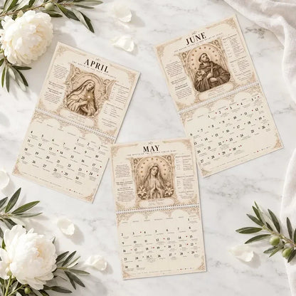 ✝️✨ 2027 Catholic Liturgical Wall Calendar – Gothic Sacred Art & Saints