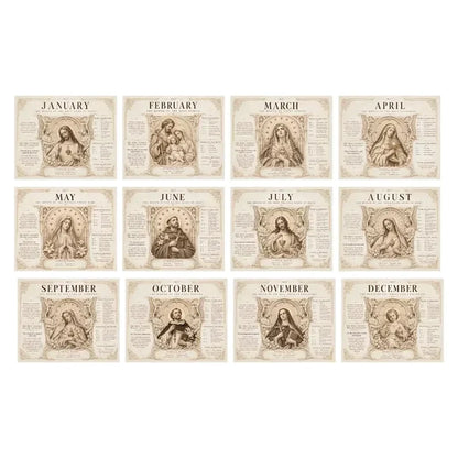 ✝️✨ 2027 Catholic Liturgical Wall Calendar – Gothic Sacred Art & Saints
