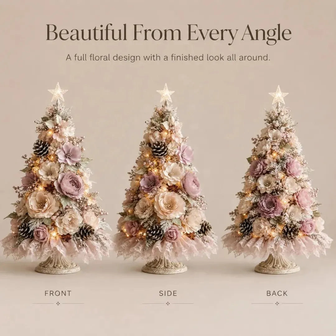 🌸🎄Blush Bloom Pre-Lit Floral Christmas Tree