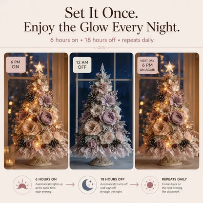 🌸🎄Blush Bloom Pre-Lit Floral Christmas Tree