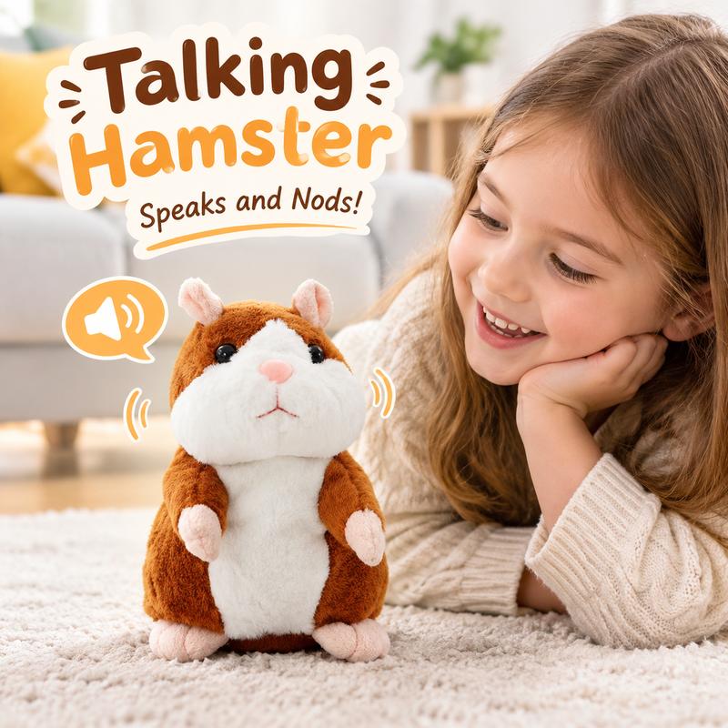 🐹 Talking Hamster Plush – repeats whatever you say, auto head-shaking, hilarious fun for kids & adults🎁