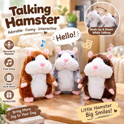 🐹 Talking Hamster Plush – repeats whatever you say, auto head-shaking, hilarious fun for kids & adults🎁