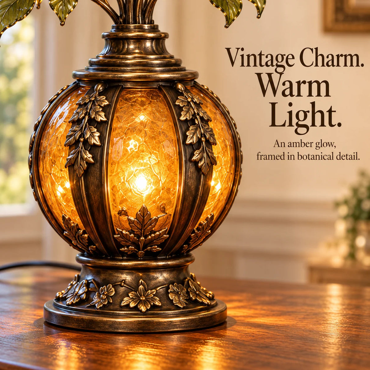 🌹✨ Eternal Bloom – Vintage Rose & Cardinal Table Lamp