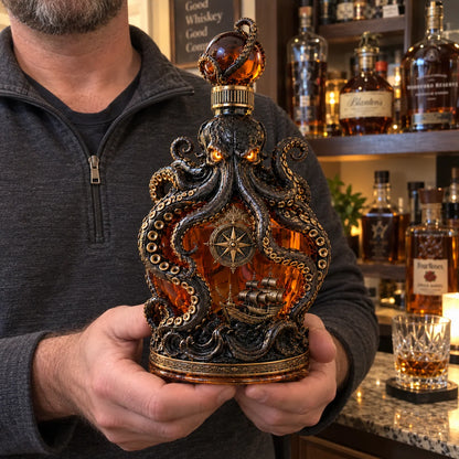 🐙kraken Voyage Octopus Whiskey Decanter | Gothic Nautical Bar Centerpiece